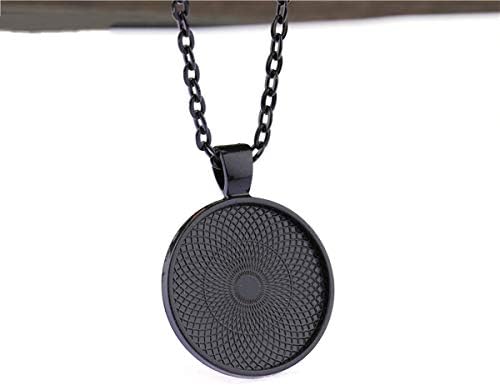 25pcs Round Bezel Pendant Trays Setting Cabochon Blank Base for DIY Crafting Photo Jewelry Findings Making Accessories 25mm Black