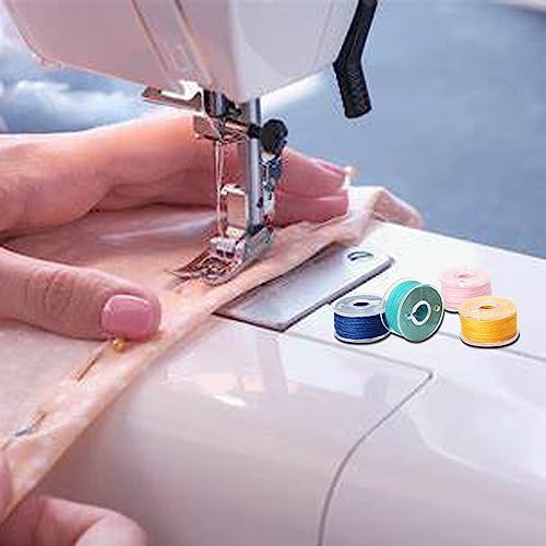 50Pcs Bobbins Sewing Threads Kit 25 Colors 500 Yards Sewing Polyester Thread Spools with 25Pcs Same Color Prewound Bobbins for Hand Sewing DIY Emergency Travel Sewing Machine Use (25 Colors)