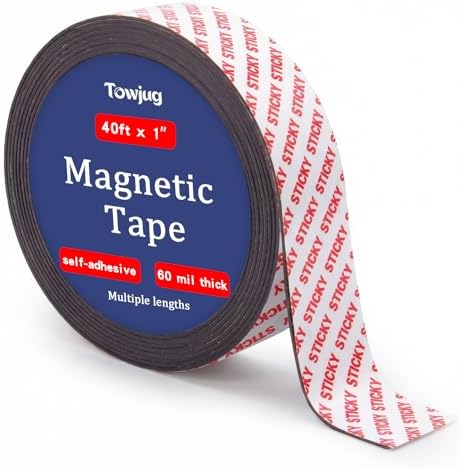 Towjug Magnetic Tape 40ft x 1in, Fridge Magnets with Adhesive Backing Roll