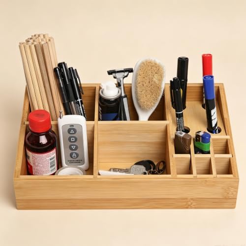 2 Pack Bamboo Art Supply Organizer