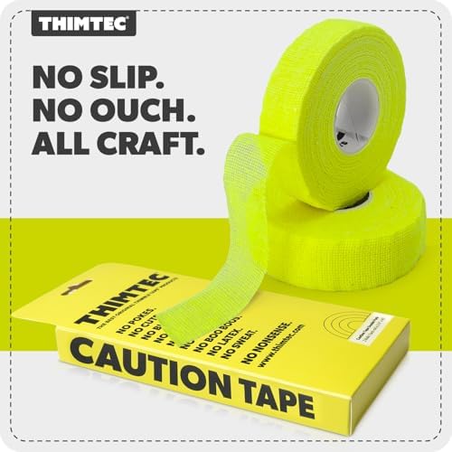 THIMTEC - The Original Thimble Tape for Hand Sewing - Fully Adjustable Nail & Finger Protector - A Smarter Alternative to Classic Knitting Thimbles - Caution Tape, 2-Pack