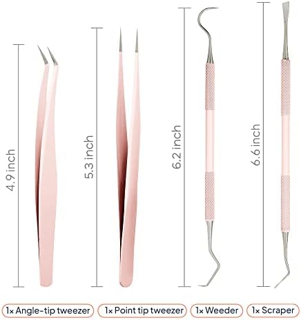 Premium Vinyl Weeding Tool Kit - Precision Stainless Steel Weeder - Hook and Pick with Fine Tweezers Crafting Set for Cricut Vinyl - by iVyne (Rose Gold)