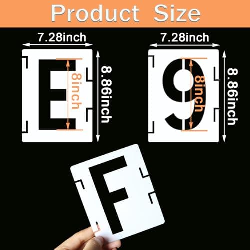 YEAJON 8 Inch Letter Stencils Symbol Numbers Craft Stencils, 42 Pcs Reusable Alphabet Templates Interlocking Stencil Kit for Painting on Wood, Fabric, Rock, Chalkboard, Sign, DIY Art Projects (8'')