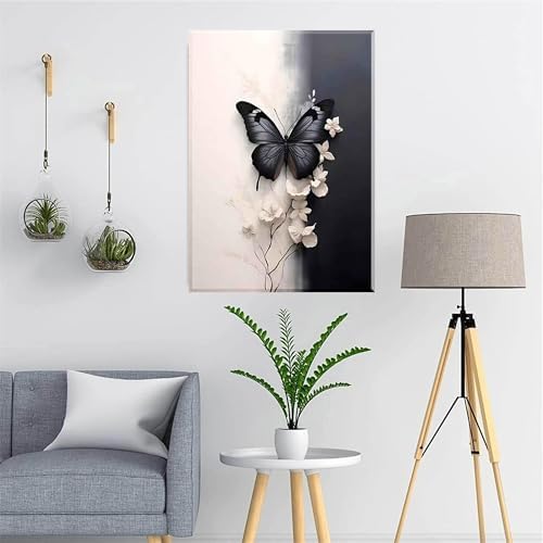 Butterfly Paint by Numbers Kit for Adults Framed Canvas,Painting by Numbers Kits with Frame on Canva for Beginner,DIY Watercolor Oil Painting Frame for Birthday Gift Decor for Home Wall. (butterfly1)