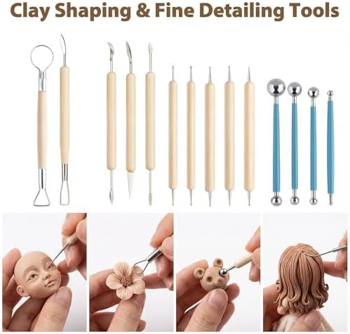 Jahnrun 48Pcs Pottery Kit, Professional Polymer Clay Sculpting Tools Set