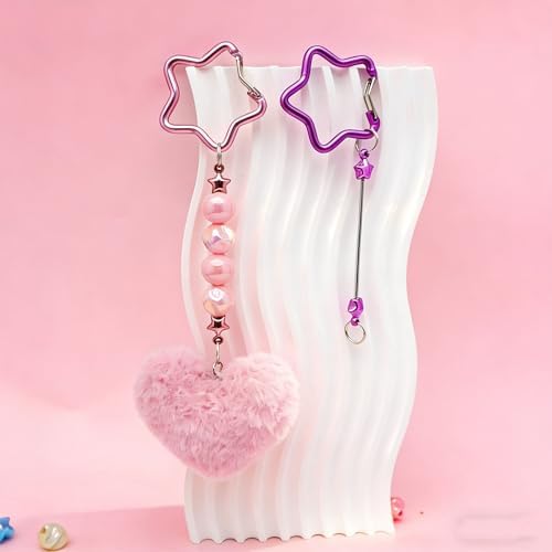Beadable Keychain Colorful Heart/Triangle Shaped Blank Bar with Snap Hook for DIY Craft Making Kit