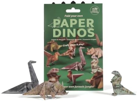 Origami Paper Kit DIY Dinosaur - 50 Sheets Origami Paper for Folding Cute Dinosaur Figures, Fun Creative Craft for Adults, Art Desk Decor and Gift for Origami Lovers