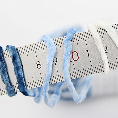 NICEEC 2 Skeins Soft Chenille Yarn 2 x255m (2X 279yds, 3X 150g)_Blue White