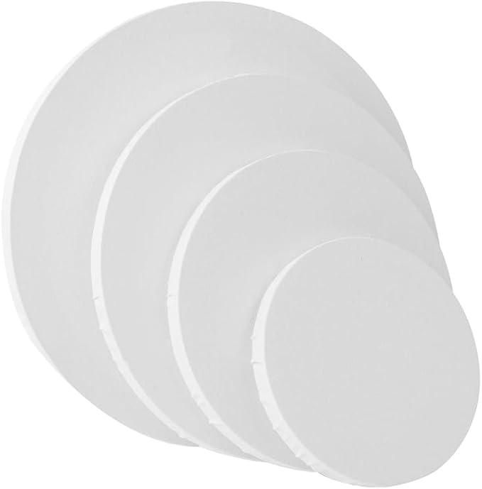 TRANSON 4 Sizes 12" 10" 8" 6" Round Shaped Stretched Canvas Primed Ready for Painting