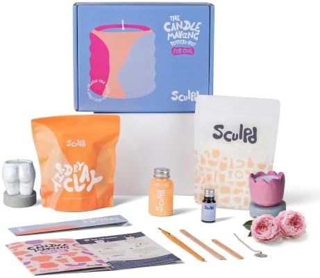 Sculpd Candle Making Kit, Air Dry Clay, 1 Candle, Peony Rose Fragrance