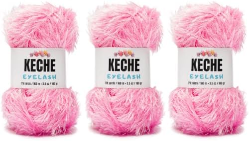 Eyelash Fun Fur Yarn - Premium Soft Crochet Yarn DIY Hand Knitting 100% Polyester 175 Yds 3.53 Oz (Pack of 3) - Pink
