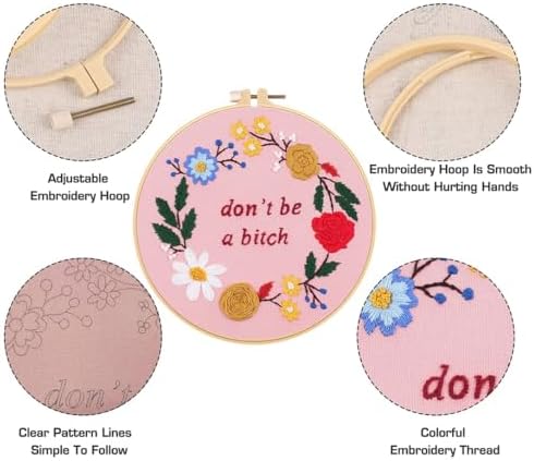 Nuberlic Funny Embroidery Kit for Beginners, Cross Stitch Kits
