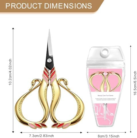 Vintage Swan Embroidery Scissors, Sharp Small Craft Scissors for Thread Cutting, Sewing, DIY Art Craft, Needlework Supplies (Iridescent)