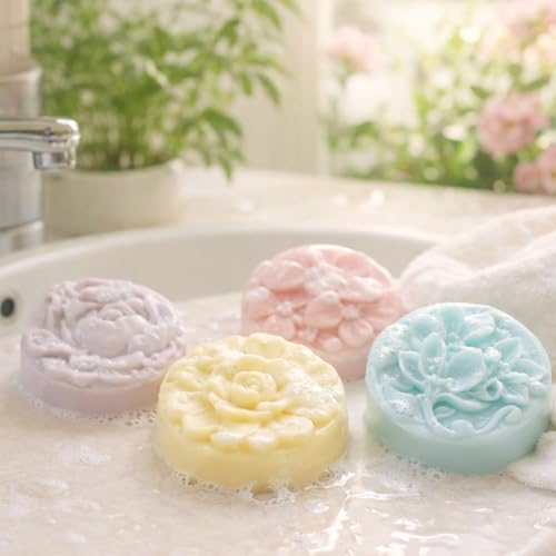 2Pack Flower Soap Molds Flowers Silicone Mold 3D Rose Mold 8 Different Shapes Rose Peony Peach Blossom Silicone Molds Handmade Soap Mould for Wax Soap Candle Lotion Bath Bombs Ice Cube Cake Chocolate