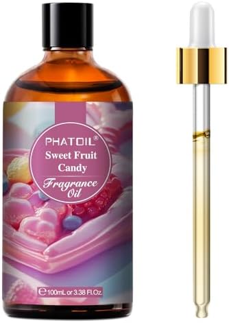 PHATOIL 3.38FL.OZ Sweet Fruit Candy Fragrance Oils for Aromatherapy, Essential Oils for Diffusers for Home, Perfect for Diffuser, Yoga, Skin Care, DIY Candle and Soap Making - 100ml | Long Lasting Scented Oils For Humidifier, Air Freshener, DIY Soap Ca...