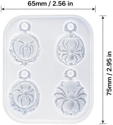 Gothic Ornate Frame Spider Silicone Resin Mold with Pre-Made Hanging Hole, 4 Cavity Spider Cameo Pendant Epoxy Mold, DIY Jewelry Charm Casting Supplies for Halloween & Christmas Crafts (ZZ01)