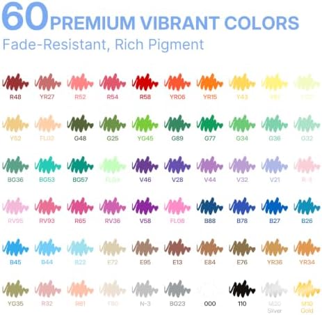 WUO 60 Colors Acrylic Paint Markers Brush Tip with Automatic Ink Control