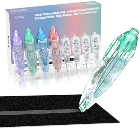 2026 Retractable Double Sided Tape Roller for Crafts, 4 Pcs Glue Tape for Scrapbooking with 4 Extra Refills,16FT Scrapbook Tape Runner, Tape for Art School Office Supplies