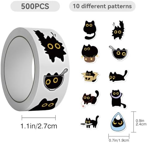 500Pcs Cat Stickers Waterproof Vinyl Decals for Water Bottles