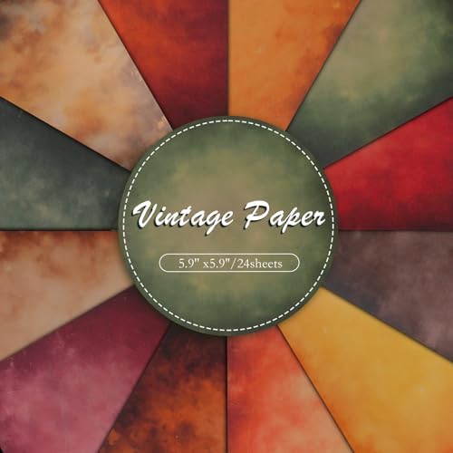 Konsait 24 Sheets Vintage Origami Papers 6x6, Aged Paper Textured Paper Fall Decorative Cardstock for Fall Scrapbook Card Making Supplies Scrapbook Supplies
