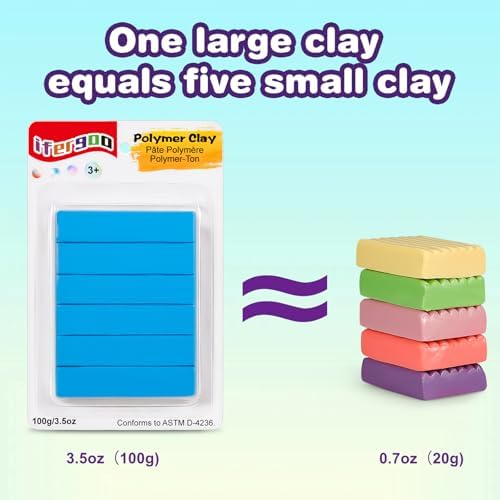 ifergoo 100g Blue Polymer Clay, 3.5oz Oven Bake DIY Modeling Clay for Kids