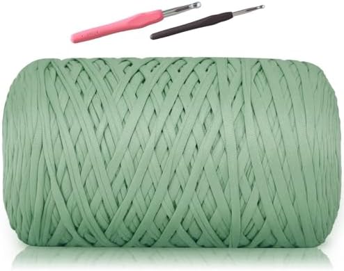 MESTOON 1000g T-Shirt Yarn Soft Elastic Crochet Sage Green
