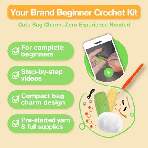 Avenir Crochet Kit for Beginners, Dinosaur Animal Keychain Craft Set
