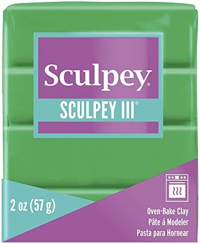 Sculpey III® Polymer Oven-Bake Clay, Emerald Green, Non Toxic, 2 oz. bar, Great for modeling, sculpting, holiday, DIY, mixed media and school projects.Perfect for kids & beginners! | Polymer Clay, Perfect for Jewelry, Home Decor, and General Crafting