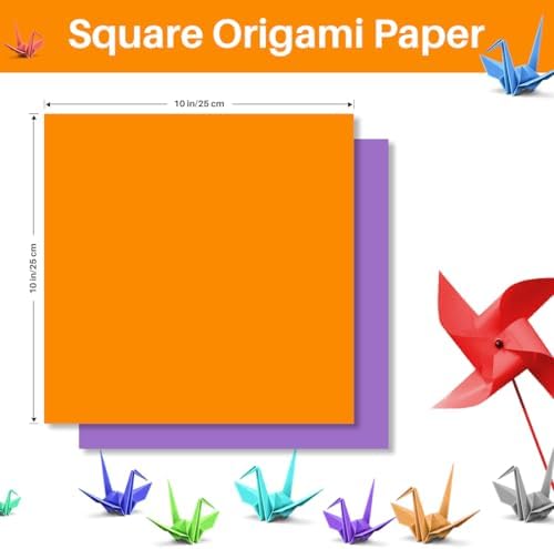 Opret Origami Paper Square Single Sided for Arts and Crafts Projects | Square Colored Paper, Large, 25X25cm, 10 Inch, 100 Sheets, 50 Vivid Colors