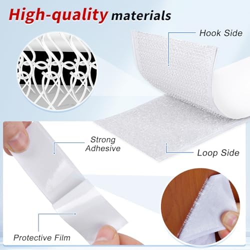1 Inch x 27Ft Hook and Loop Strips with Adhesive, Double Sided Self Adhesive, Nylon Self Tape for Home Office School and Crafting
