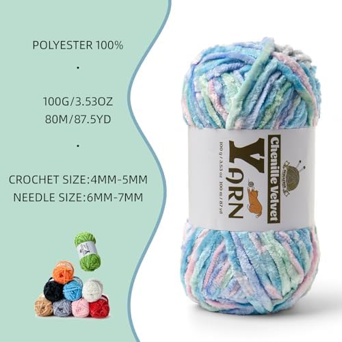 Chenille Crochet Candyfloss Yarn 1 Pack