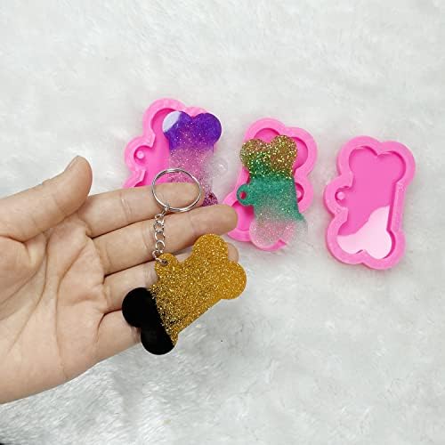 3pc Dog Bones for Pet Dog Tag Necklace Resin Crafting Silicone Mold Crafts Epoxy Resin Art Diy with 10PC Key Ring(DY0061+DY0061+DY0061)