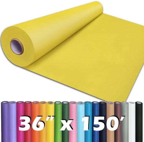 PerkHomy Lemon Yellow Kraft Paper Roll 36" x 1,800" (150') for Gift Wrapping Bouquet Flower Art Painting Craft Writing Packaging Shipping 80GSM 55LB (Lemon Yellow, 36" x 150')