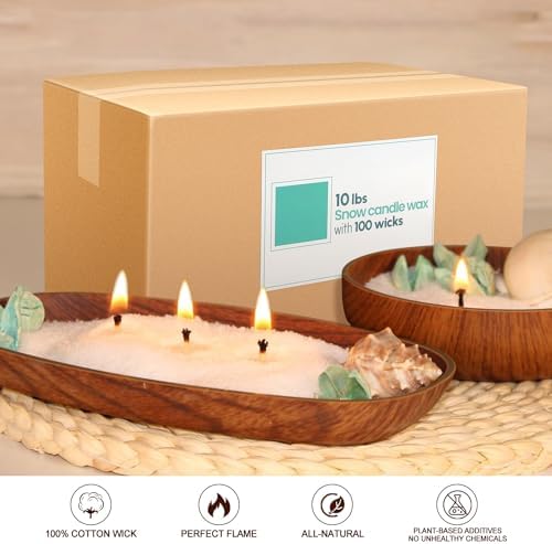 pliadvbu 10 lb Wax Sand DIY Pearl Candle Kit, 100 Wicks, Natural Pearl Wax, Reusable, Unscented Powder for Making, Weddings and Parties