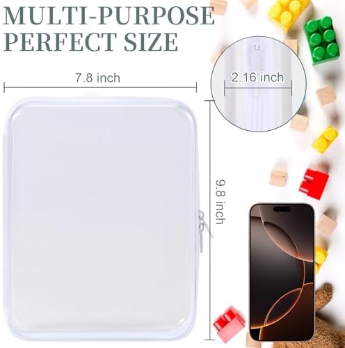 YOPCDJ 3 Pack Clear Hard Shell Zipper Case, Clear Zipper Pouches,Diaper Bag Organizer Pouches,Waterproof Makeup Organizer & Travel Toiletry Bag, Plastic Pouch for Office Home Storage, Large Size