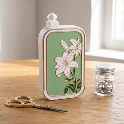 RaySoar 3D Printed Diamond Art Trays with Lids, High Edge Anti-Spill Rhinestone Tray with Exquisite Pattern for Diamond Art Accessories - White