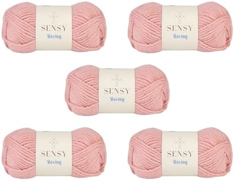 S Sensy Roving - Premium Acrylic&Wool Yarn, 5 Skein Quartz Pink, 131 Yards