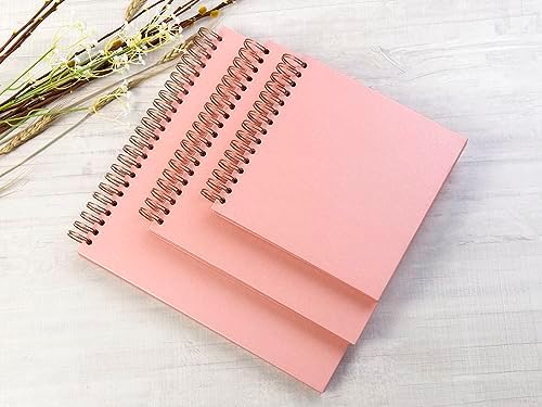 potricher 8 x 8 Inch DIY Scrapbook Album 80 Pages with Kraft Paper, Pink | Thick Kraft Paper Scrap Book Photo Albums, Memory Book for Wedding, Anniversary, Baby, Family, Travel, DIY Projects