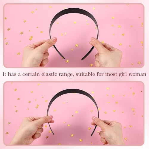 Hotop Plastic Headbands Bulk No Teeth Plain for Women,1 Inch Wide,Black