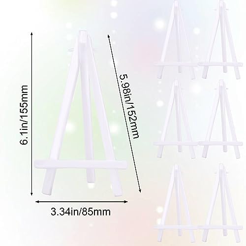 HINZIC 6Pack Mini Easel Stand 5" Canvas Holder White Plastic Small Display Easel Portable for Canvases, Painting, Crafts, Business Cards, Signs, Photos