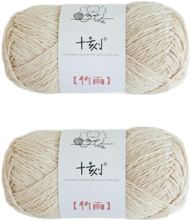 Cotton, Bamboo,Linen Blended Yarn 2 Skeins 50g/1.76oz- 02 Apricot White