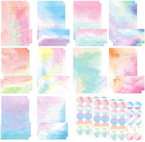 TaoBary 160 Pcs Watercolor Stationery Paper and Envelopes Set, 8.5 x 11''