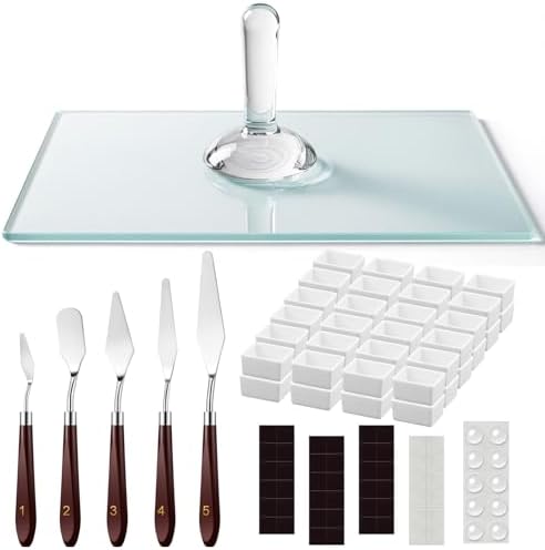 Nuanchu 109 Pcs Paint Muller Glass Slab Set,2.95'' in Dia,Long Handle