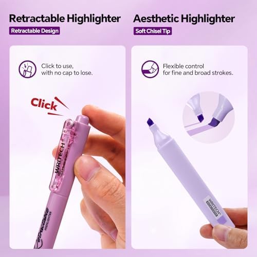 WRITECH Gel Pens Journaling Highlighters: Purple Pastel All-in-One Set 8ct