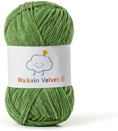 Fluffy Chenille Yarn for Crocheting，Baby Yarn for Crocheting Soft，50g/1.76oz Velvet Amigurumi Yarn ，Fingering Weight Yarns for Crocheting Baby Blankets、DIY Craft.(Army Green)