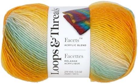 Loops & Threads Facets Yarn - Yarn for Knitting, Crochet, Weaving, and Arts & Crafts - Coastal, Acrylic, 3.5 oz