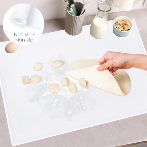 Standard Translucent Baking Mats for Kitchen Counter-Food Grade Kids Dinner Table Placemat Craft Mat Non-Slip Countertop Protector Mat with Raised Edges for Air Fryer(1Pack 23.6'' x 15.7'')