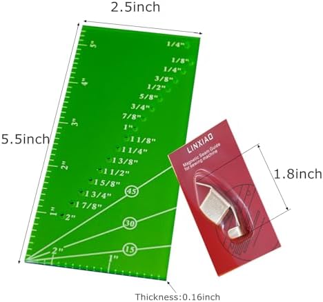 Magnetic Seam Guide for Sewing Machine with Piercing Seam Guide Ruler,Seam Gauge Ruler,Universal Sewing Machine Quilting Accessories for Hemming,Mitered Corners,Green