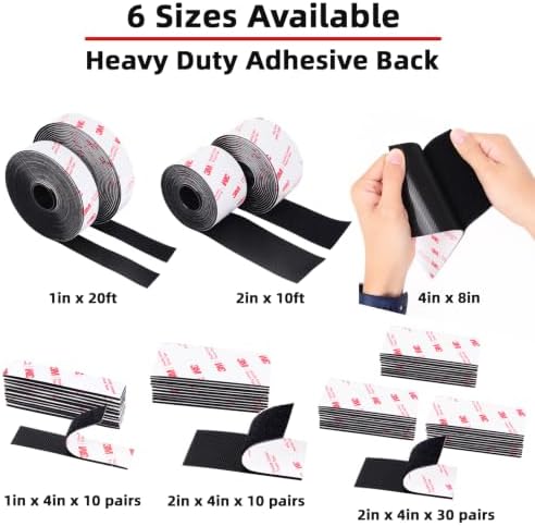 Hook and Loop Tape 2in x 8in, Heavy Duty Adhesion Strip