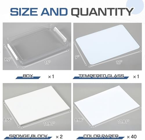 Nuanchu 1 Pcs 9 x 12 Inch Glass Palette for Oil Painting, White | Airtight Keep Wet Palette Container, 40 Sheets Disposable Paper, Keeps Paint Fresh, for DIY Color Mixing Beginners